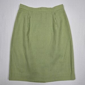 Barami Vintage Green Gingham Skirt Women Size 0 Knee Length Business Made in USA